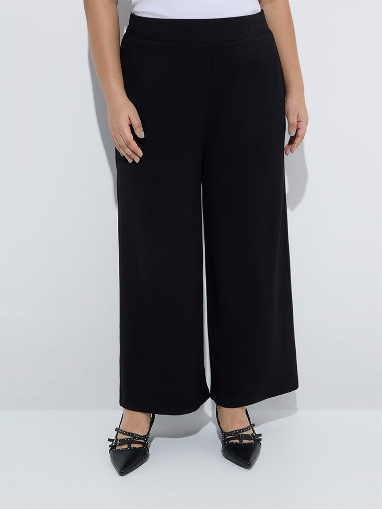 westisde Gia Women's Black Wide-Leg High-Rise Trousers for Casual Wear Front View