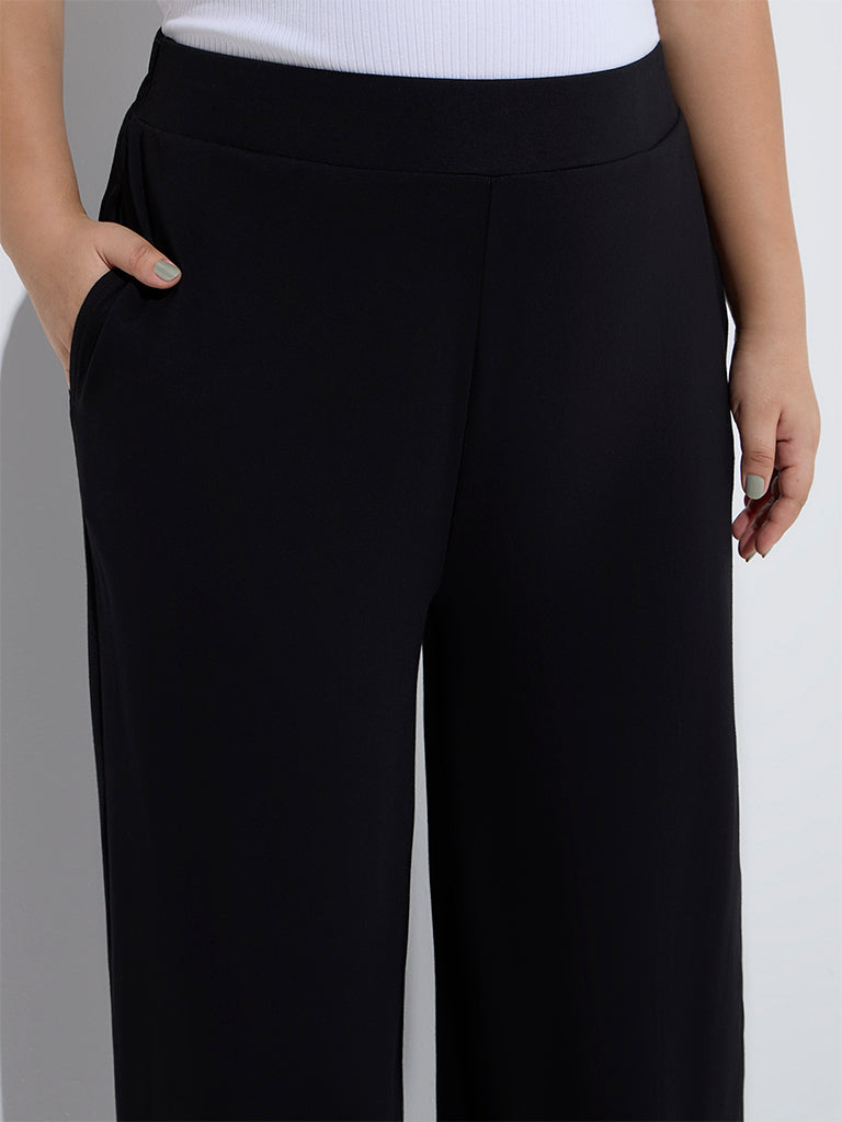 westisde Gia Women's Black Wide-Leg High-Rise Trousers for Casual Wear Zoom View