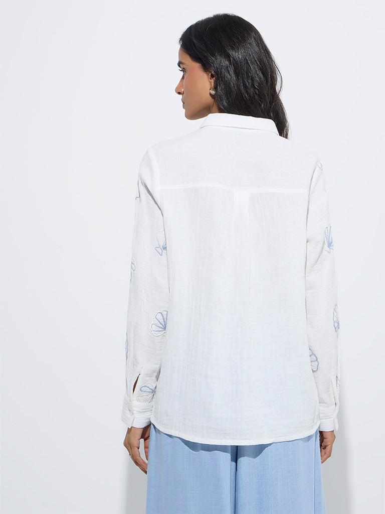 LOV White Sea-Shell Design Cotton Shirt
