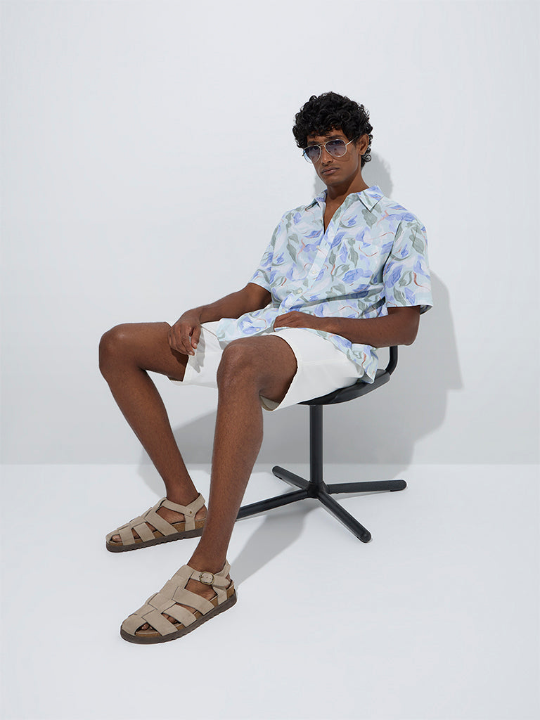 WES Casuals Multicolour Botanical Relaxed-Fit Cotton Shirt
