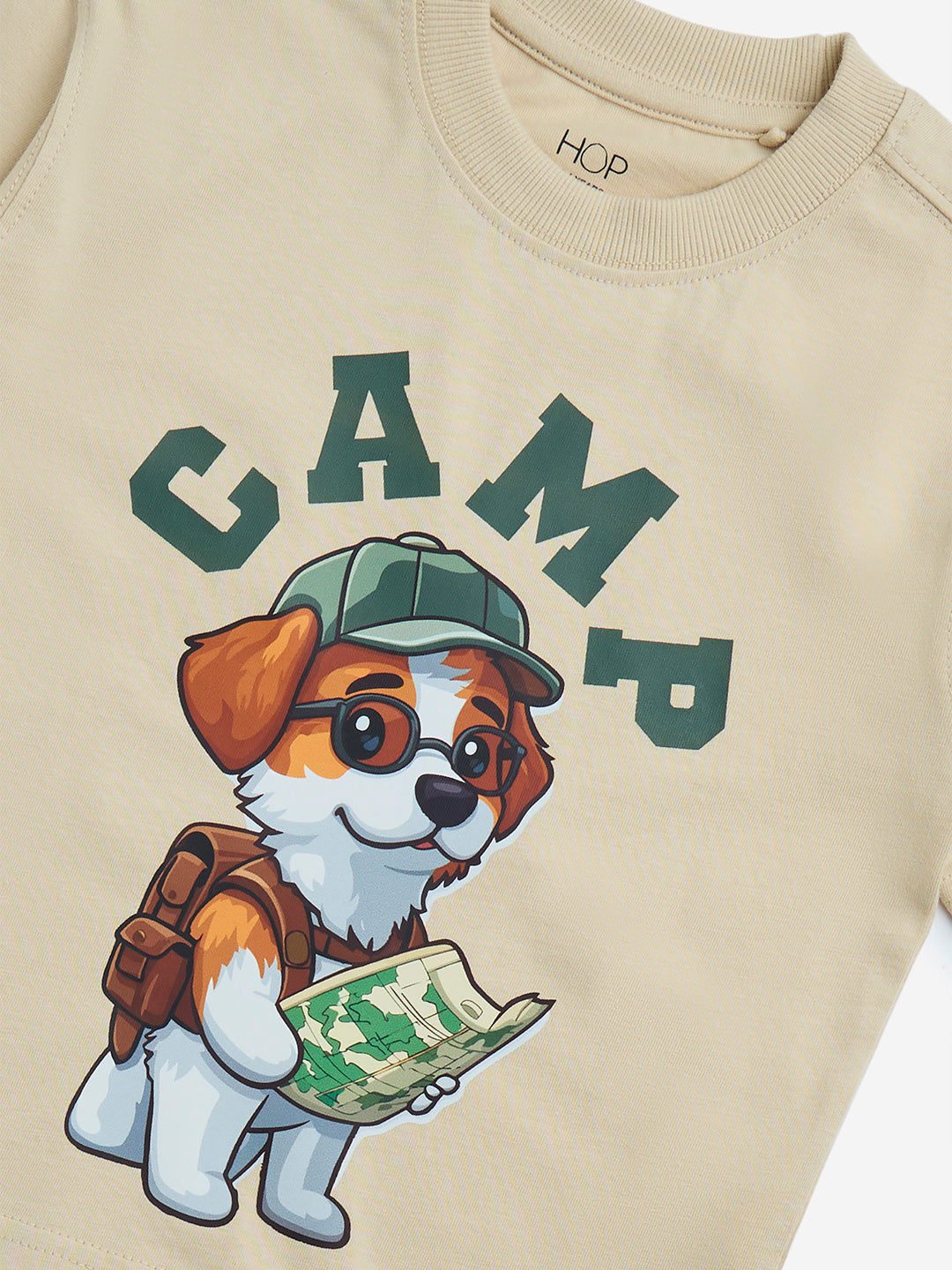 Westside HOP Kids Boys' Beige Printed Cotton T-Shirt for Casual Wear Zoom View