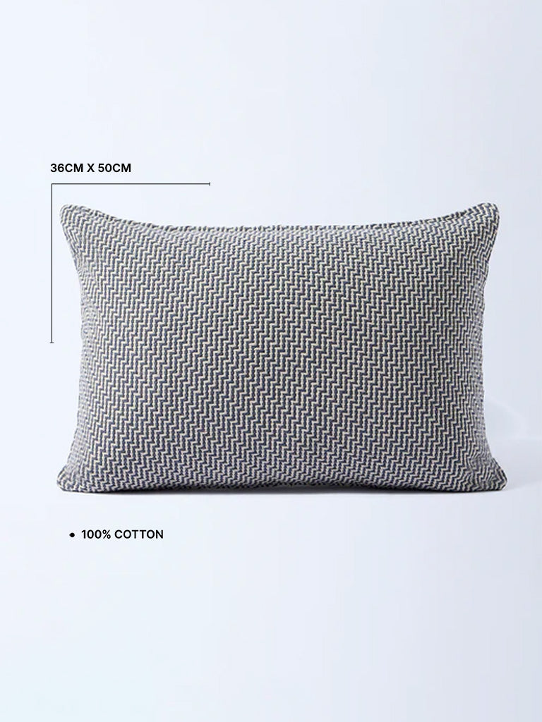 Westside Home Dusty Blue Zig Zag Design Knitted Cushion Cover