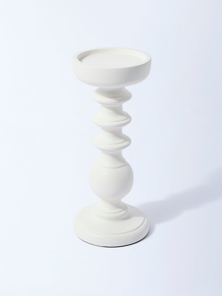 Westside Home White Sculptural Pillar Candle Stand