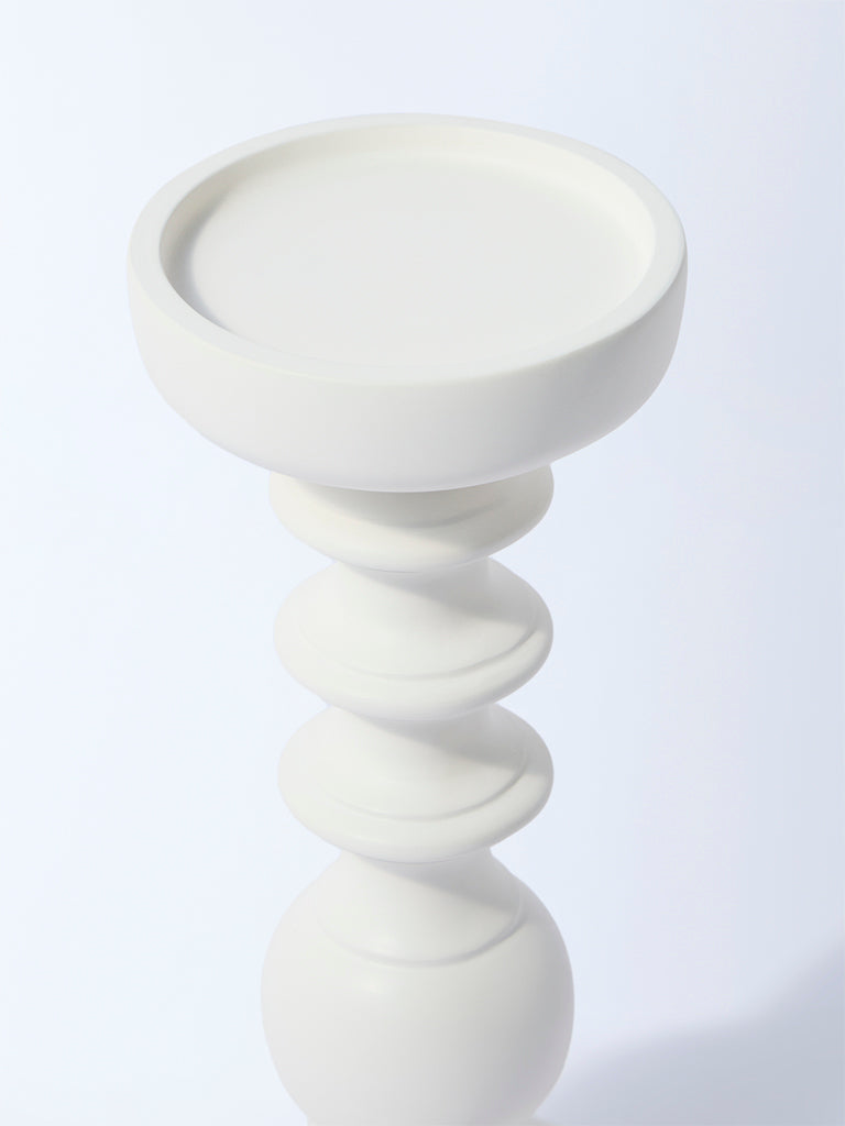 Westside Home White Sculptural Pillar Candle Stand