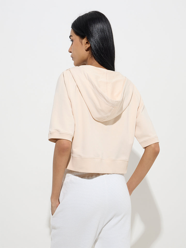 westisde Studiofit Women's Beige Cotton-Blend Jacket for Sports Wear Back View