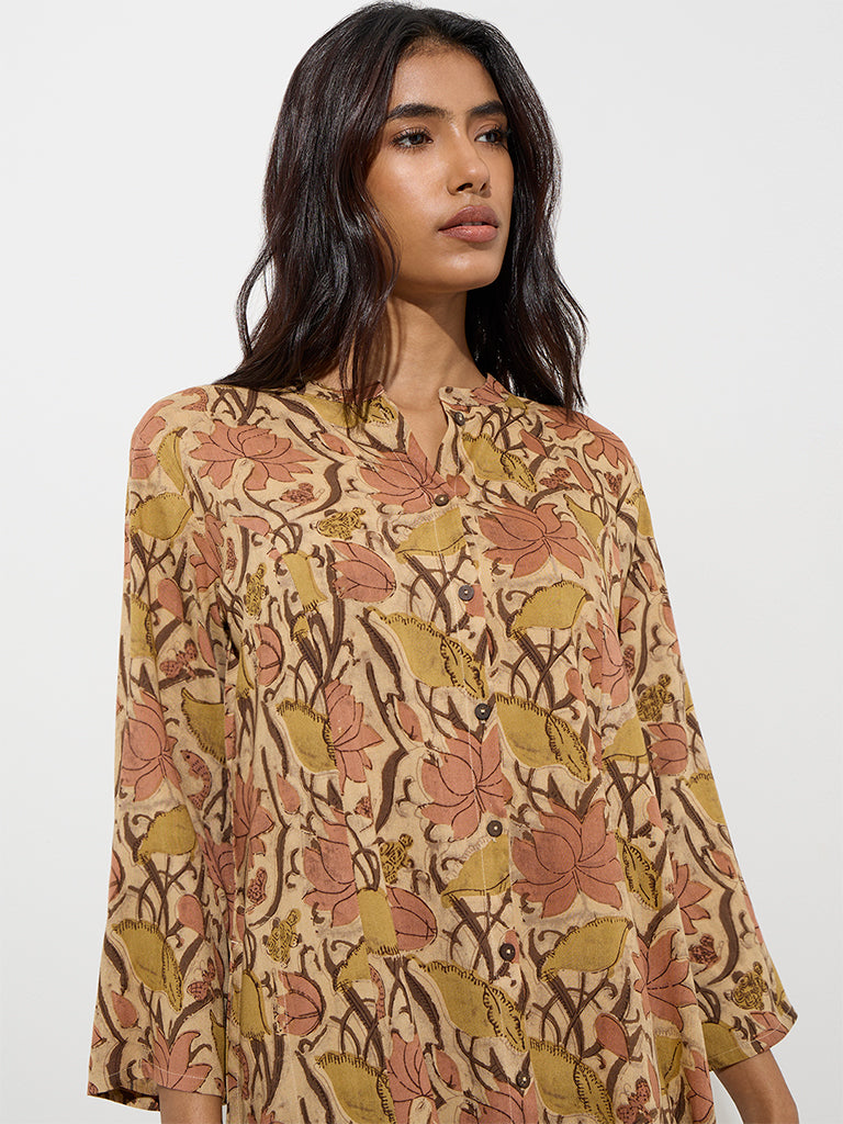 大型 NEW ETHNIC Seidea Print Design Printed Kaftan Long Dresses Online | V-neck Dress | Love ShuShi