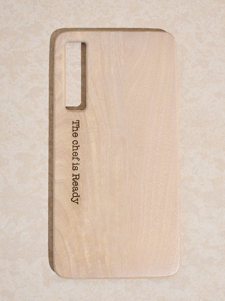 Westside Home Beige Typographic Wooden Chopper - Small