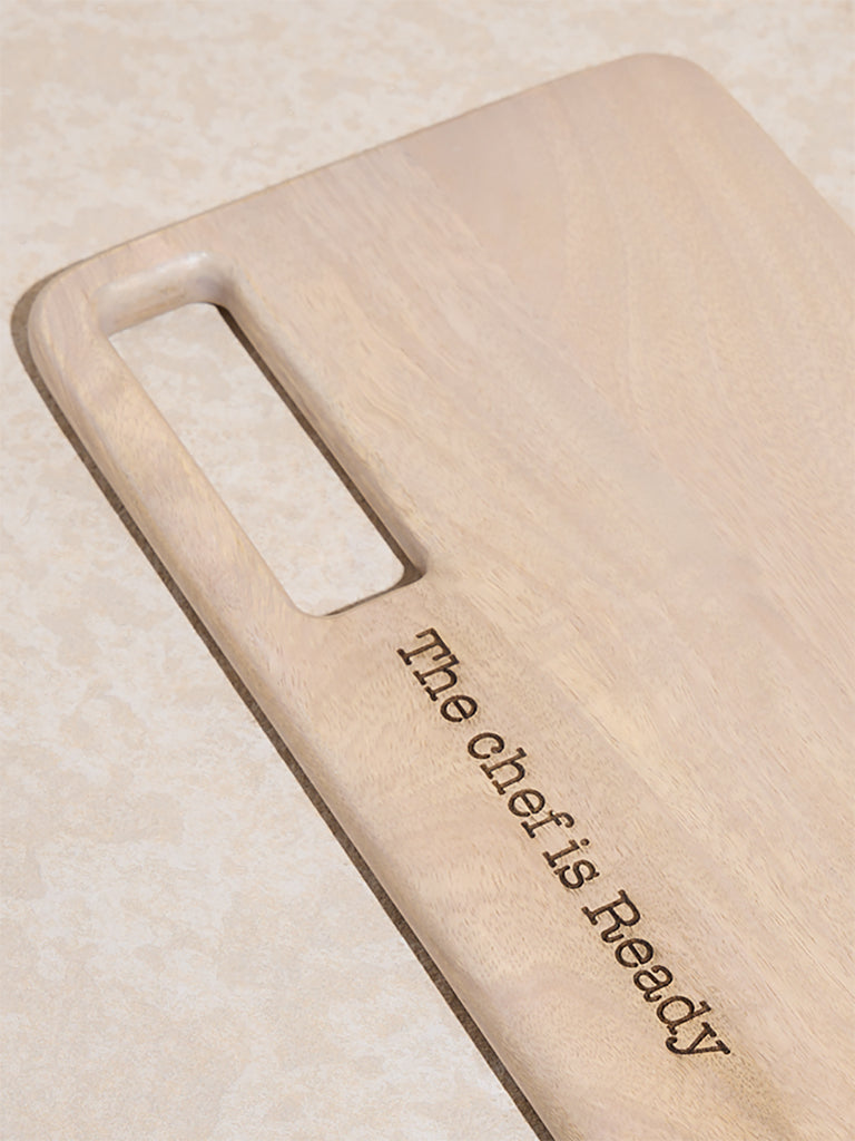 Westside Home Beige Typographic Wooden Chopper - Small