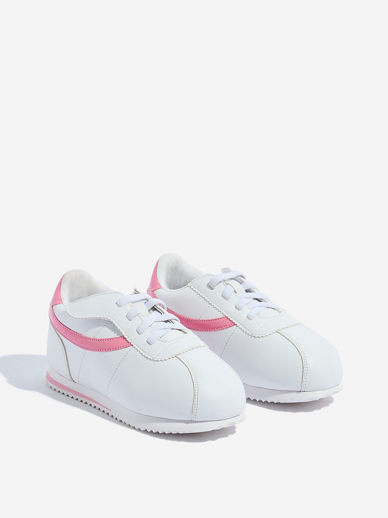 Westside Yellow Kids Pink Lace-up Sneakers Front View