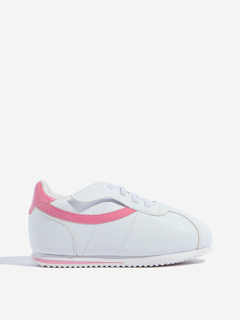 Westside Yellow Kids Pink Lace-up Sneakers Side View