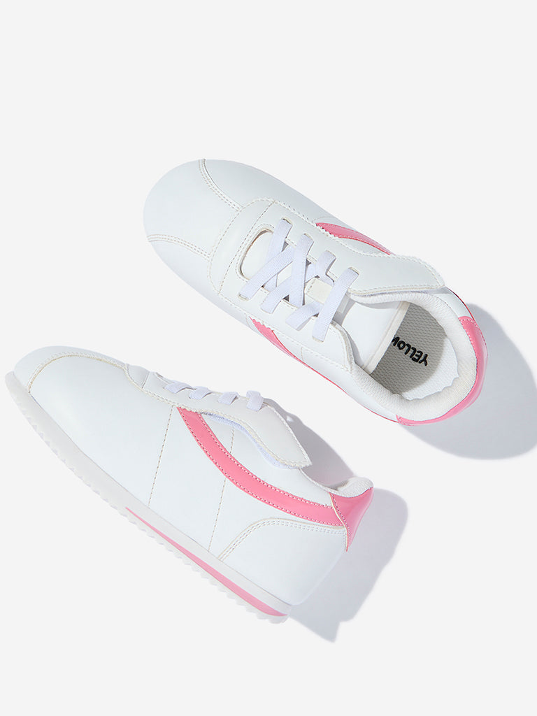 Westside Yellow Kids Pink Lace-up Sneakers Zoomed View