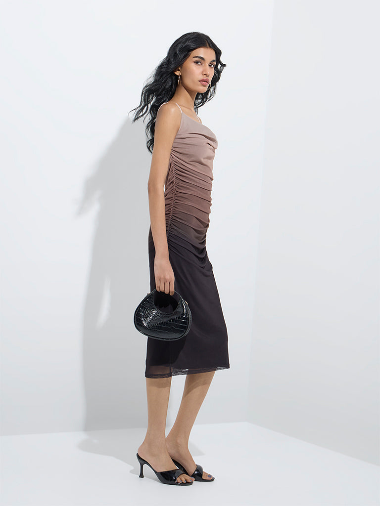 Nuon Beige Ombre-Finish Bodycon Dress
