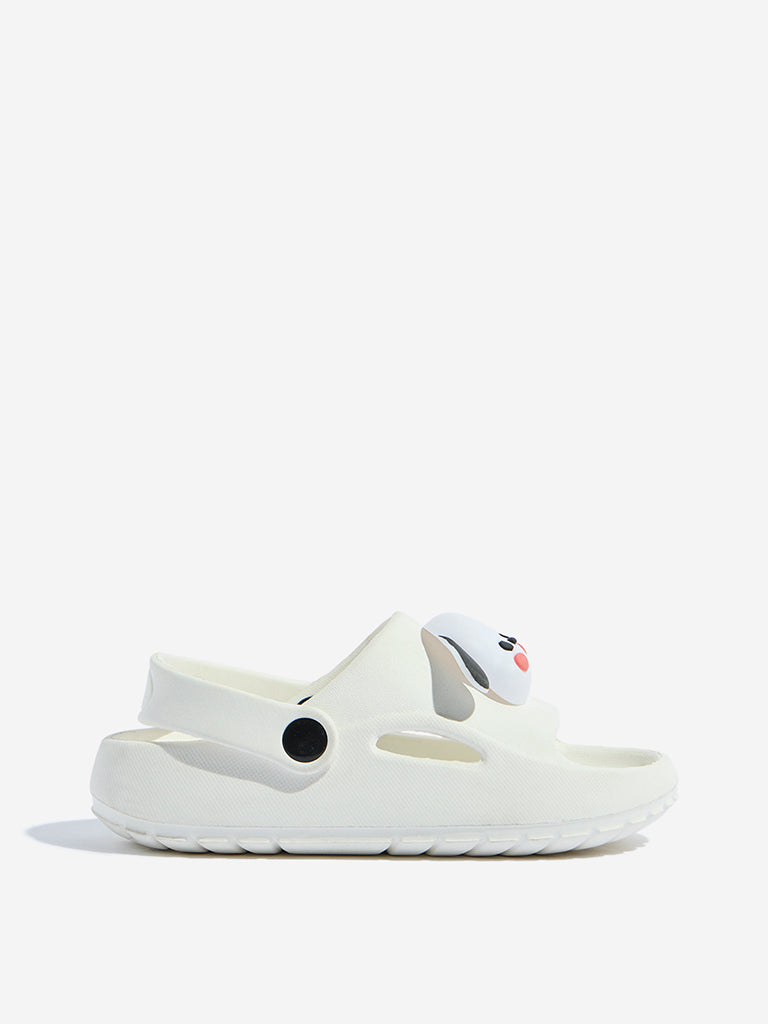 Westside Yellow Kids White Animal Applique Detailed Clogs for Casual Wear Side View