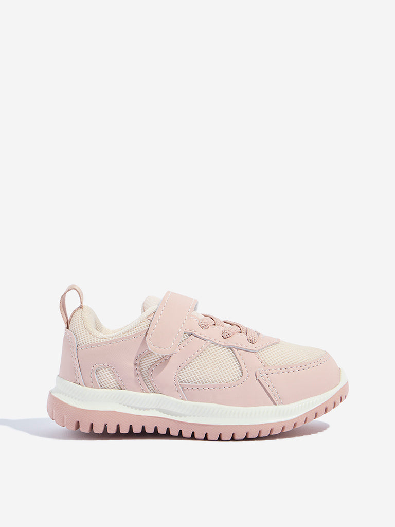 Westside Yellow Kids Pink Mesh Detailed Sneakers Side View