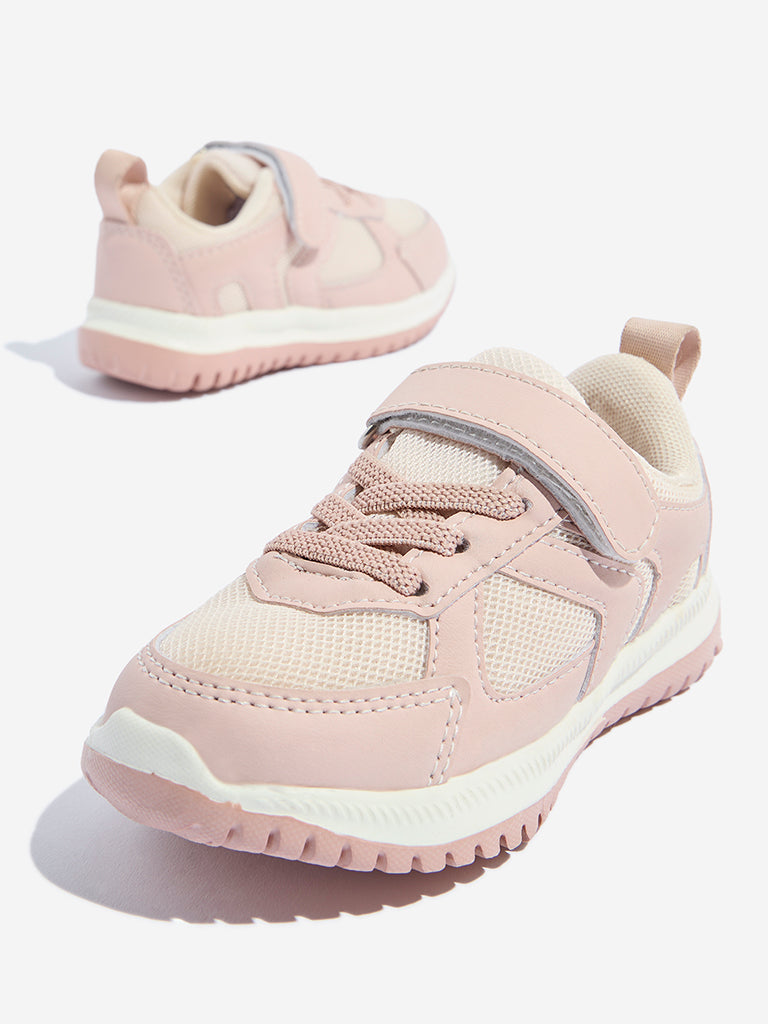 Westside Yellow Kids Pink Mesh Detailed Sneakers Zoomed View