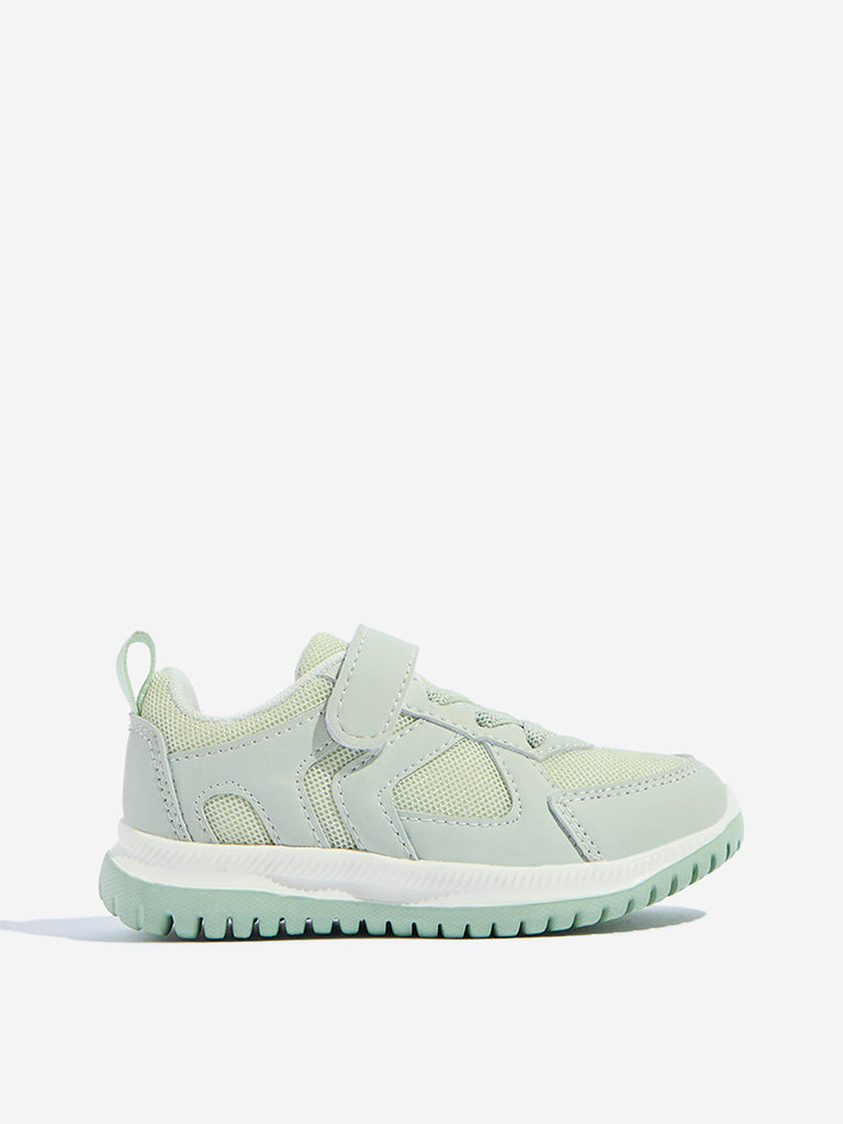 Westside Yellow Kids Mint Mesh-Detailed Lace-Up Sneakers Side View