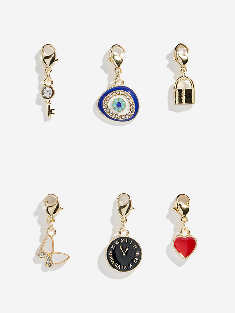Westside Accessories Multicolour Lock and Key Charms Set - Pack of 6