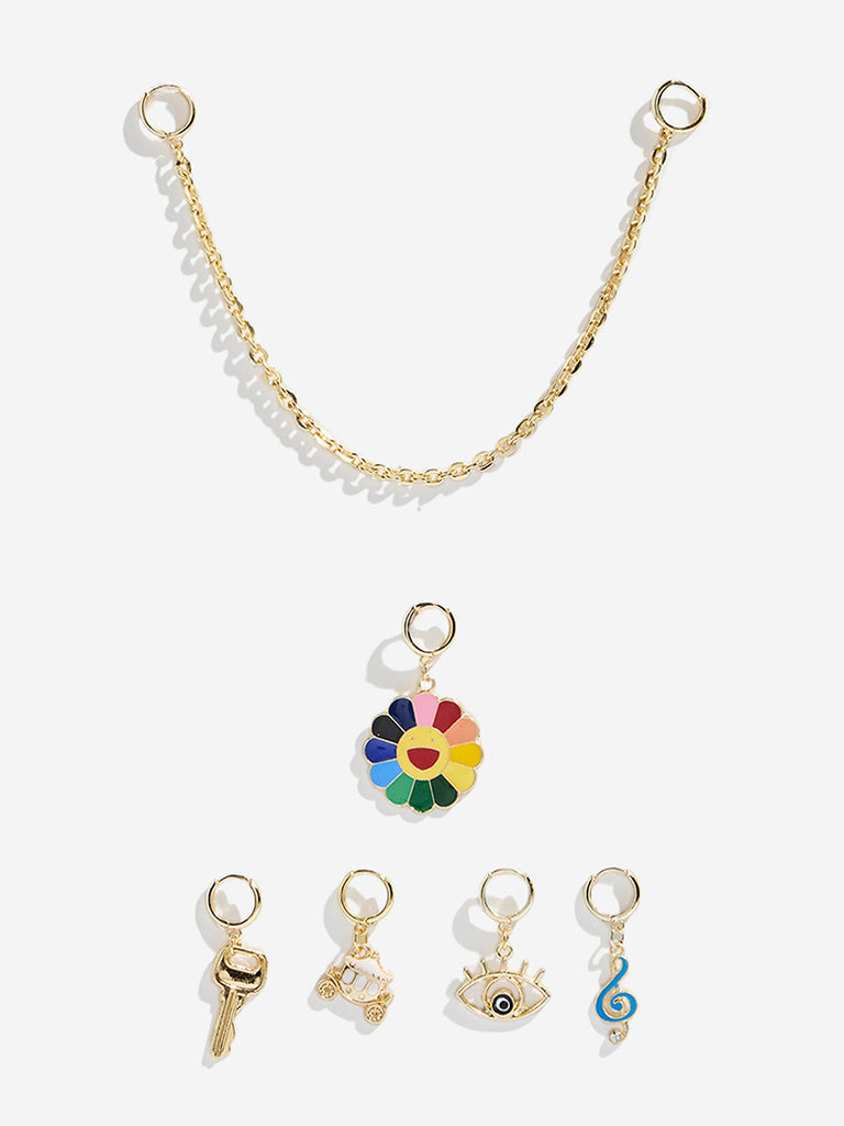 Westside Accessories Gold Smiley Multi Charms Set - Pack of 6