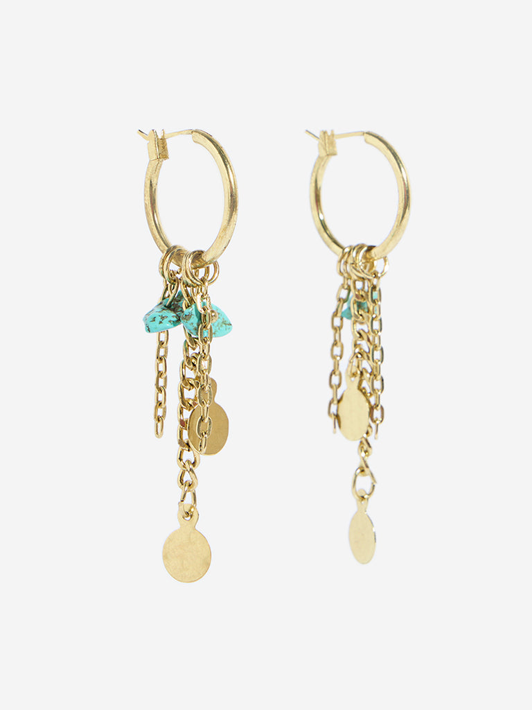 Westside Accessories Turquoise Disc Hoop Earrings