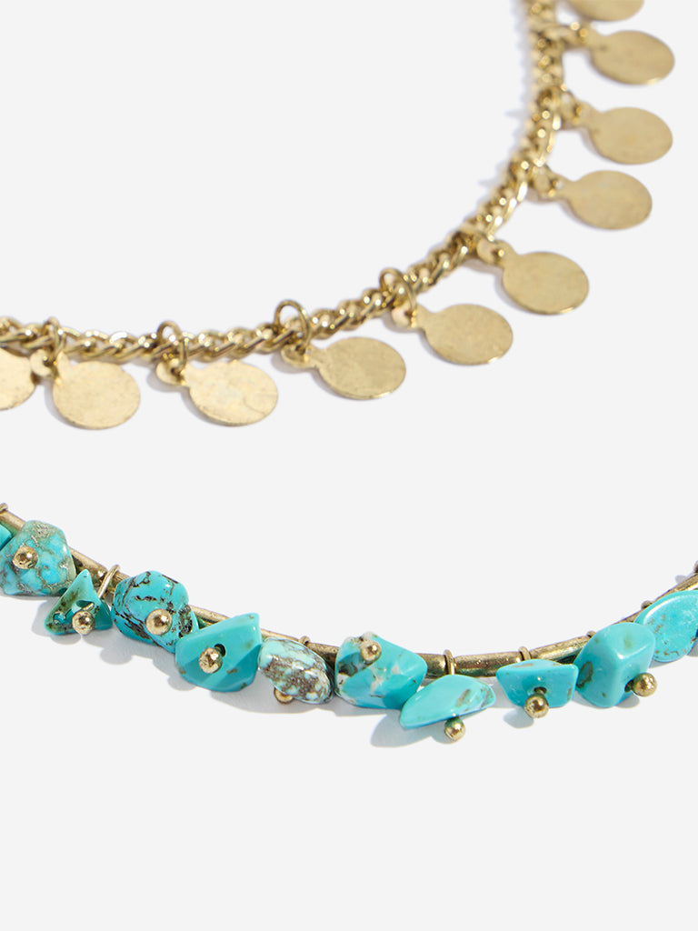 Westside Accessories Turquoise Disc Necklace