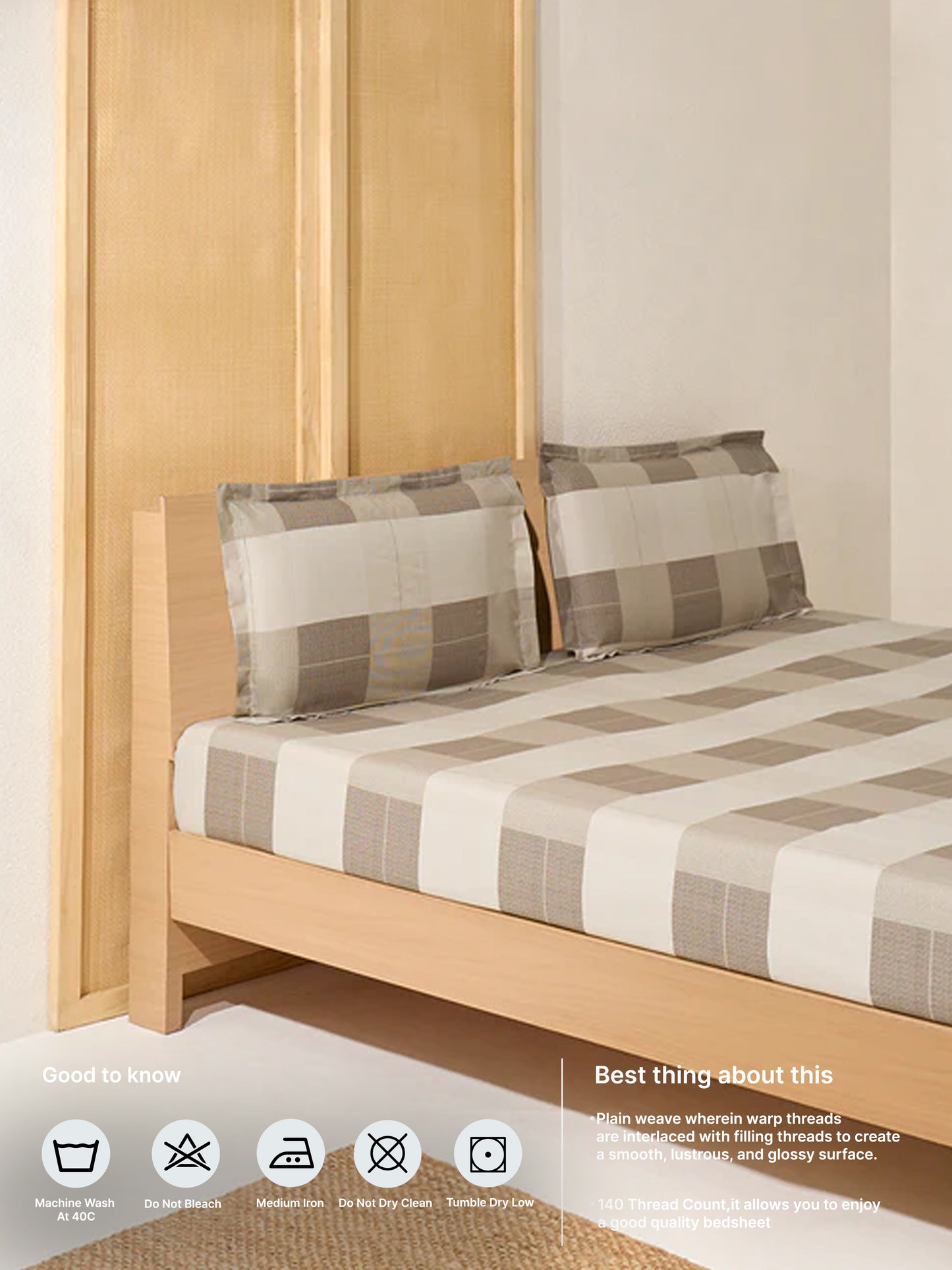 Westside Home Brown Checkered King Bed Sheet Set