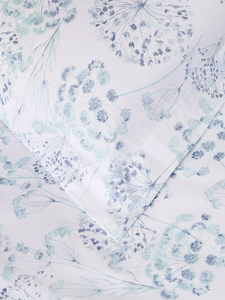 Westside Home Blue Foliage Printed King Bed Sheet Set