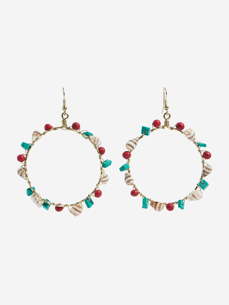 Westside Accessories Multicolour Gemstones Wrapped Hoop Earrings