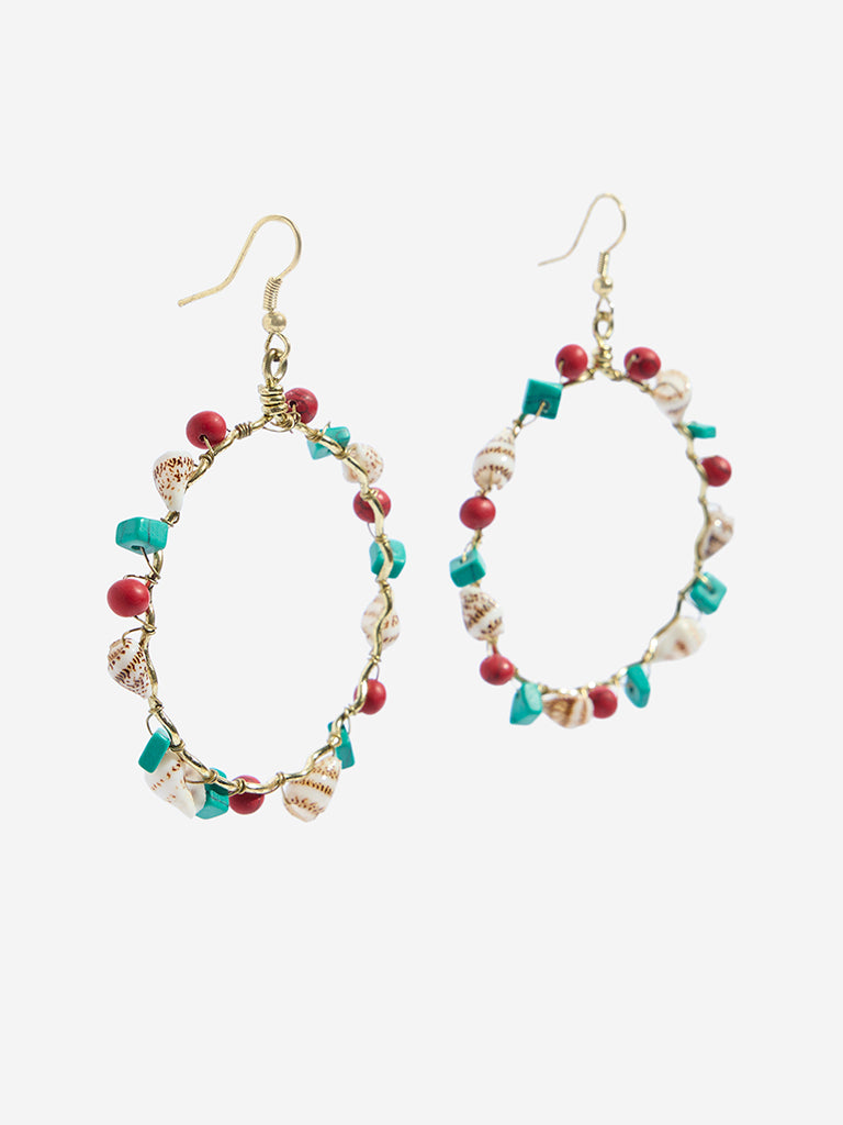 Westside Accessories Multicolour Gemstones Wrapped Hoop Earrings
