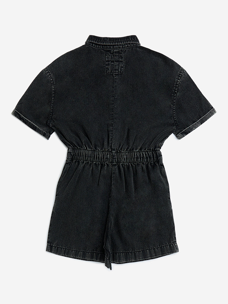 Buy Y&F Kids Charcoal Denim Playsuit from Westside
