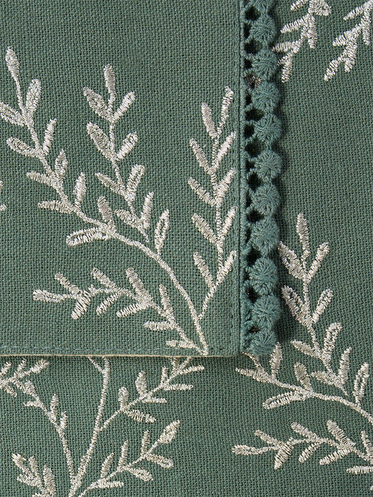 Westside Home Olive Floral Embroidered Placemats (Set of 4)
