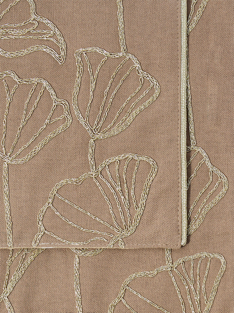 Westside Home Gold Floral Embroidered Placemats (Set of 4)