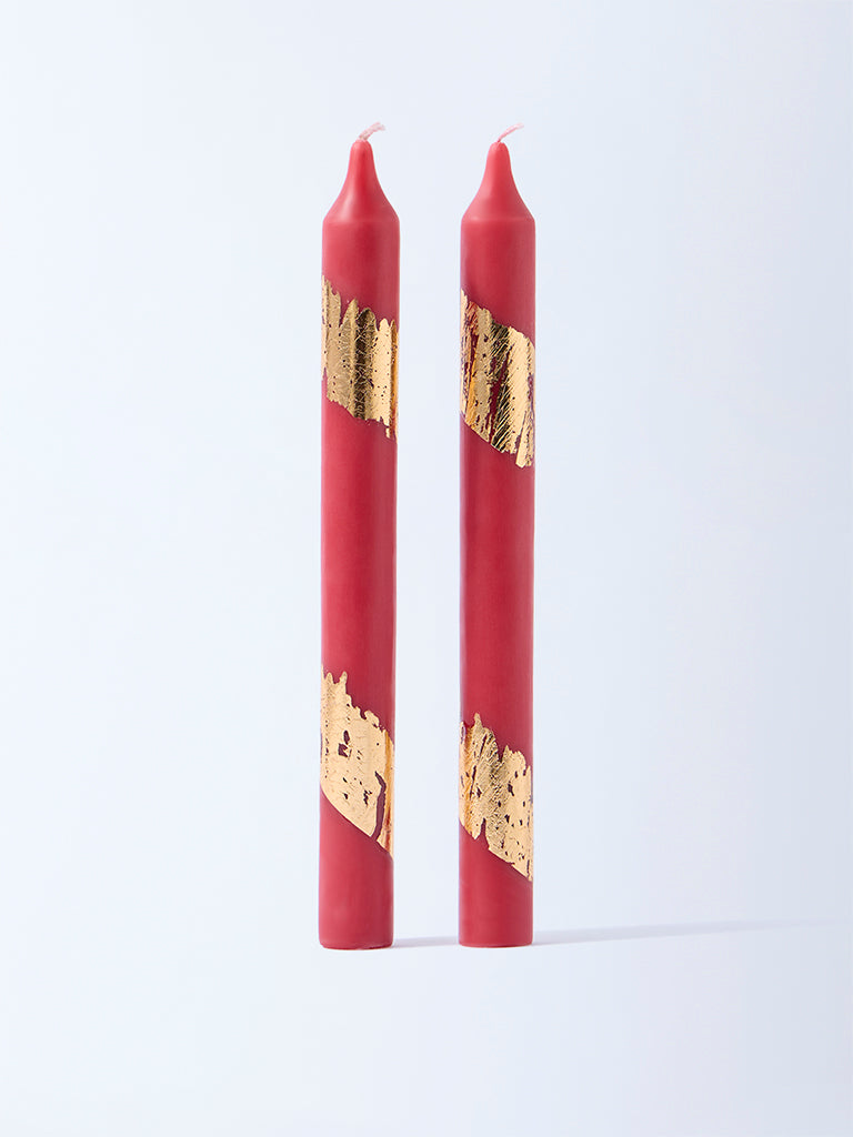 Westside Home Red Tapered Candles (Set of 2)