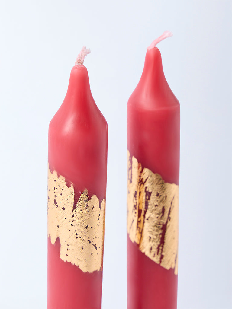Westside Home Red Tapered Candles (Set of 2)