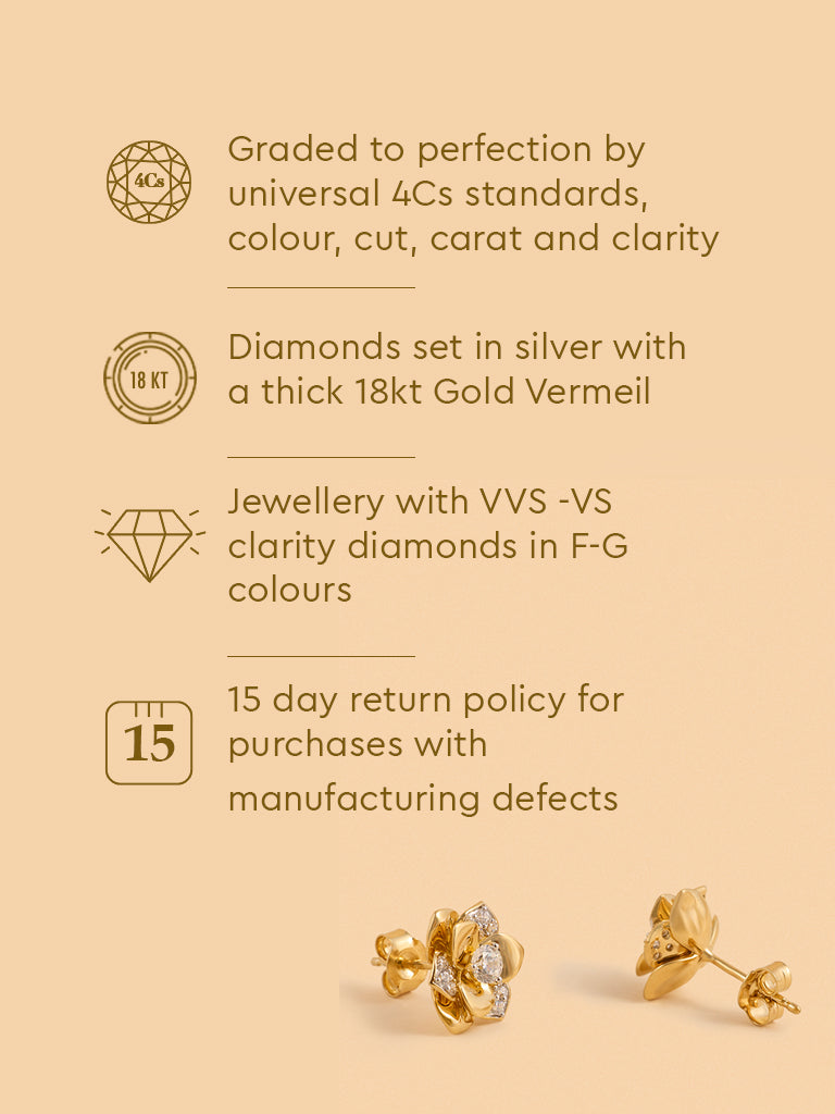 Gold Multilayer Rose Earrings