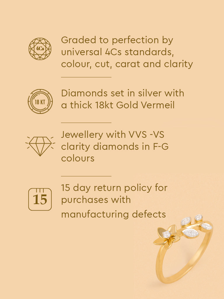 Gold Floral Solitaire Ring