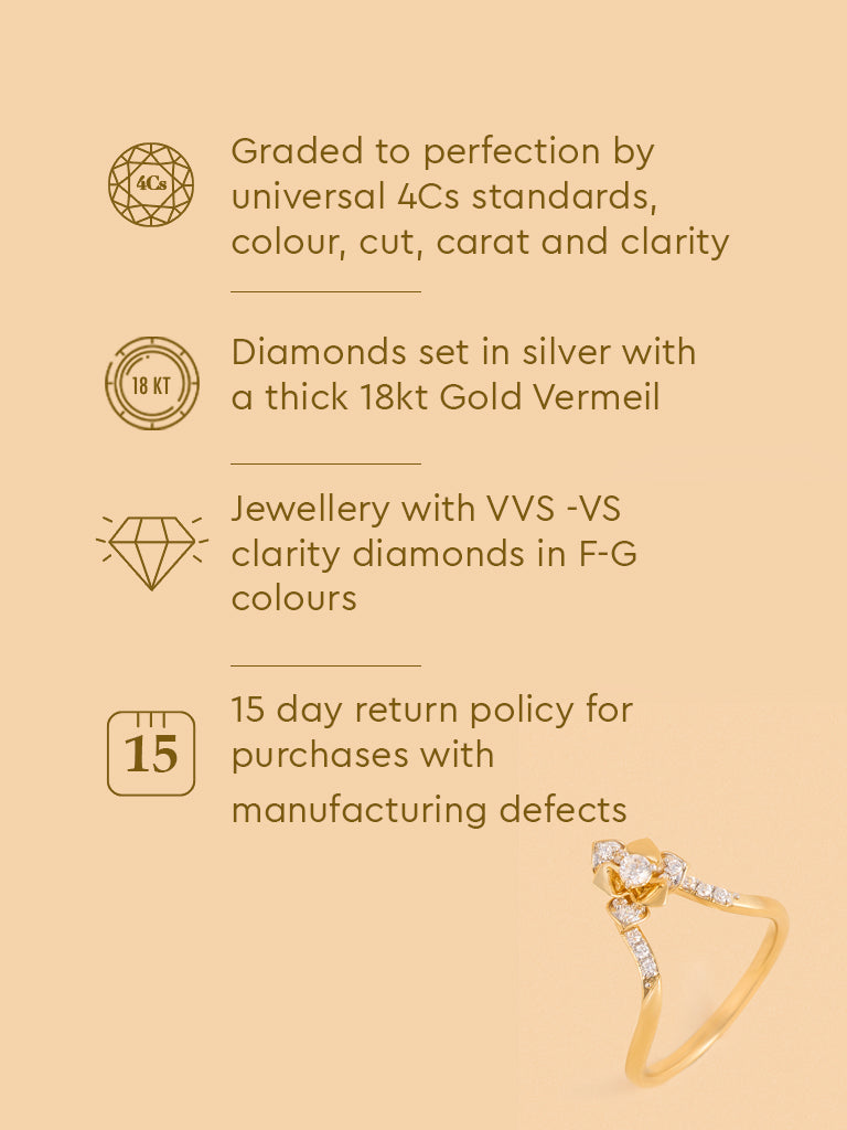 Gold Multilayer Rose V Ring