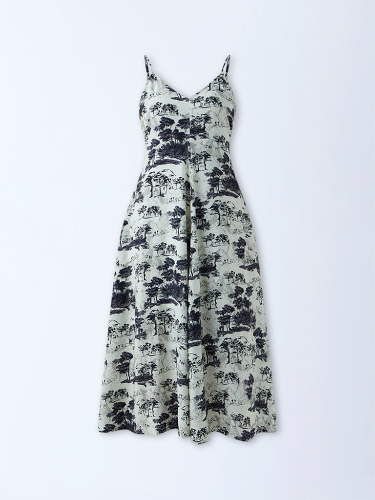 Westside Wardrobe Women's Black Nature-Inspired A-Line Dress for Work Wear Flatly