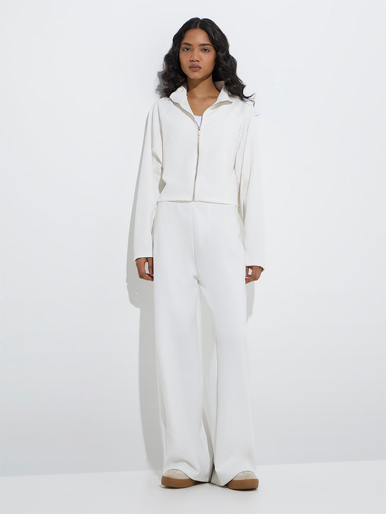 Westside LOV Women's White Solid Jacket for Casual Wear Front View