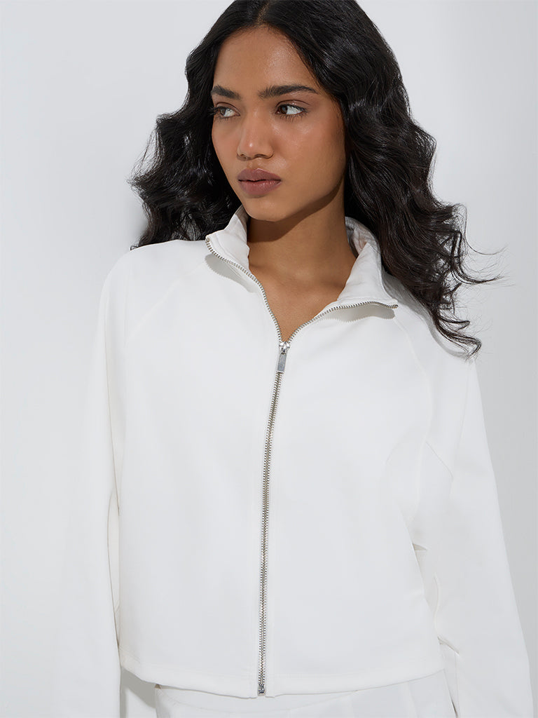 Westside LOV Women's White Solid Jacket for Casual Wear Zoomed View