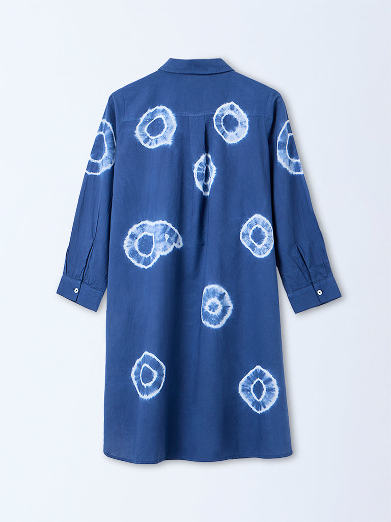 Utsa Indigo Printed Cotton Straight Kurta