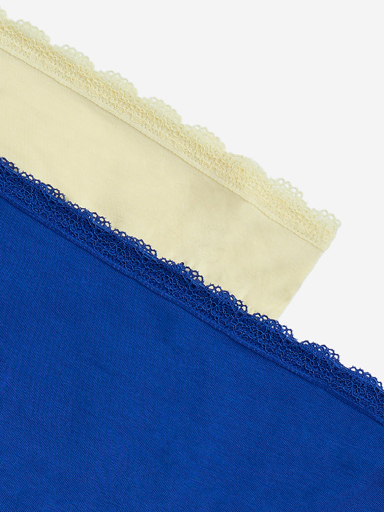 Westside Superstar Women's Yellow Cotton-Blend Bikini Briefs- Pack of 2 for Casual Wear Zoom Flatly View