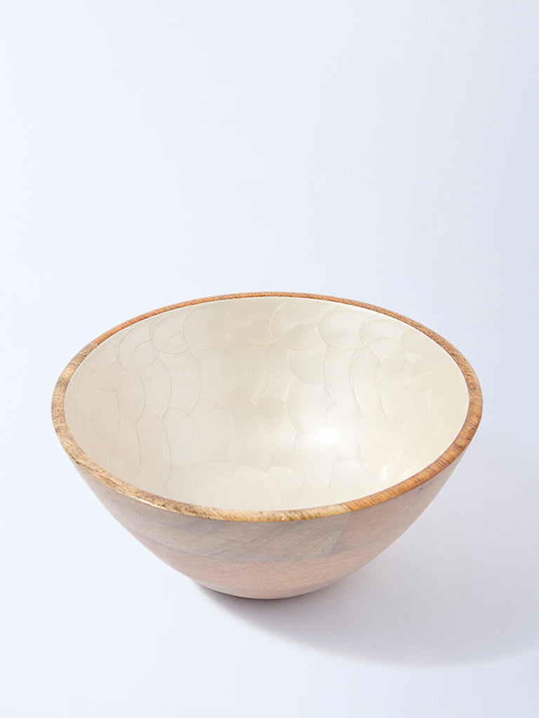 Westside Home White Shell Detailed Enamel Bowl