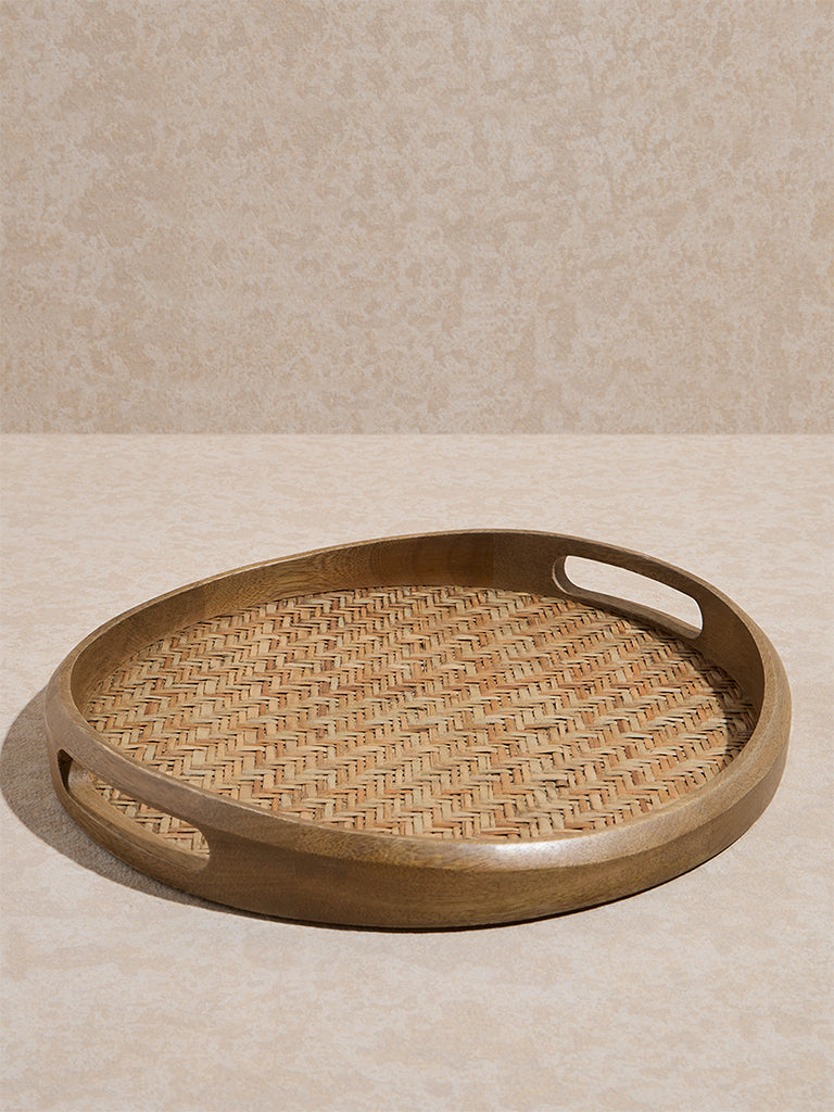 Westside Home Brown Rattan Woven Tray - Small
