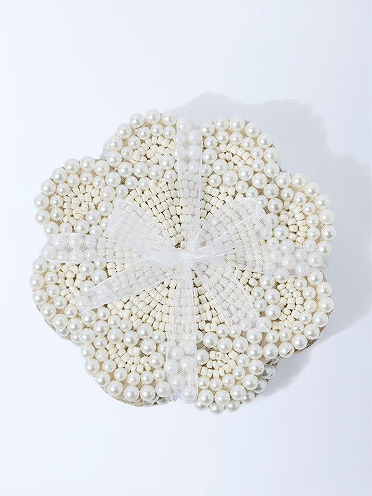 Westside Home White Pearlescent Coasters (Set of 4)
