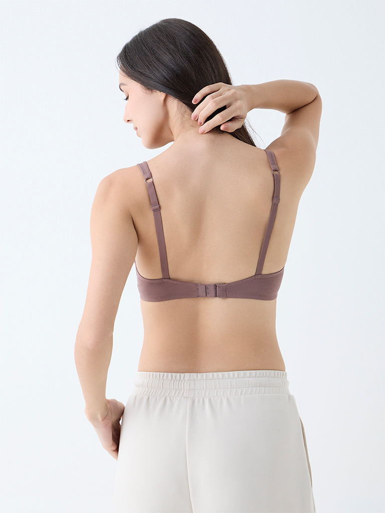 Wunderlove Brown Solid Cotton-Blend Padded Bra
