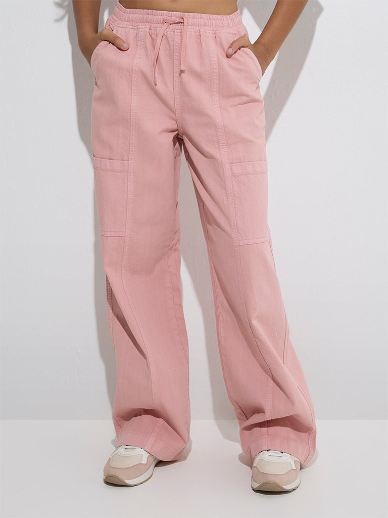Buy Y&F Kids Pink Wide-Leg Mid-Rise Jeans from Westside