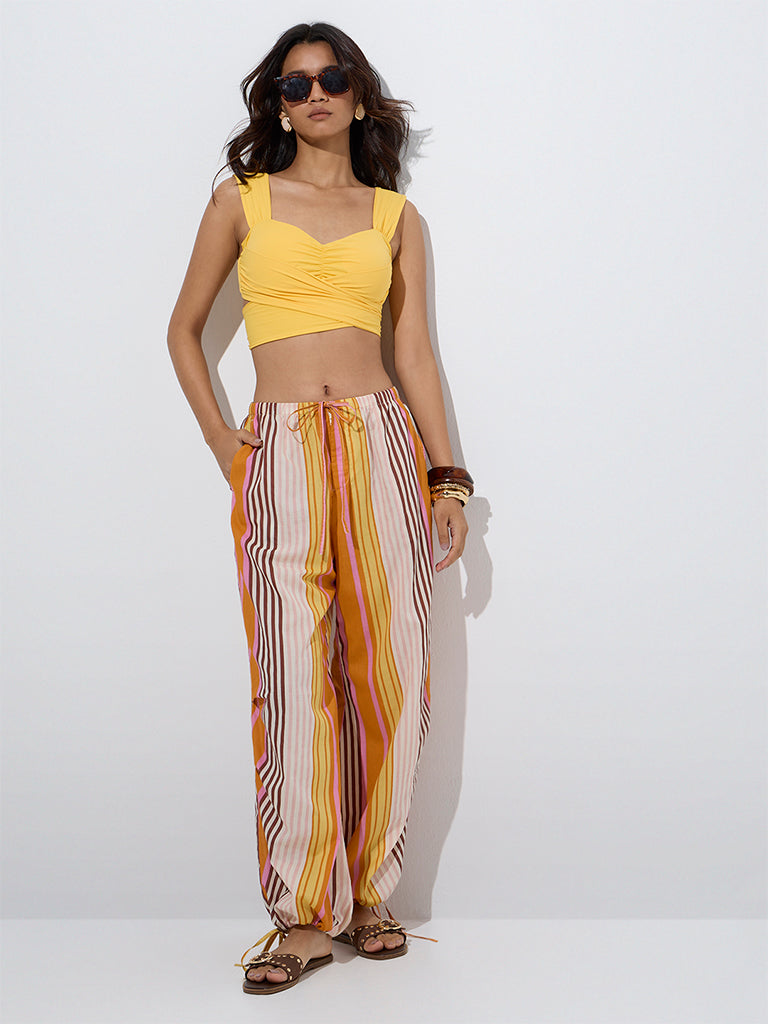 Wunderlove Multicolour High-Rise Cotton Beach Pants