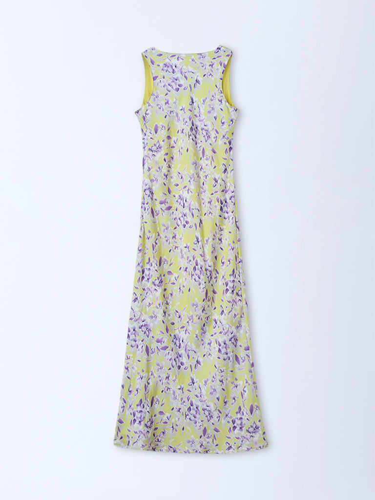 Wardrobe Lime Floral Printed A-Line Dress