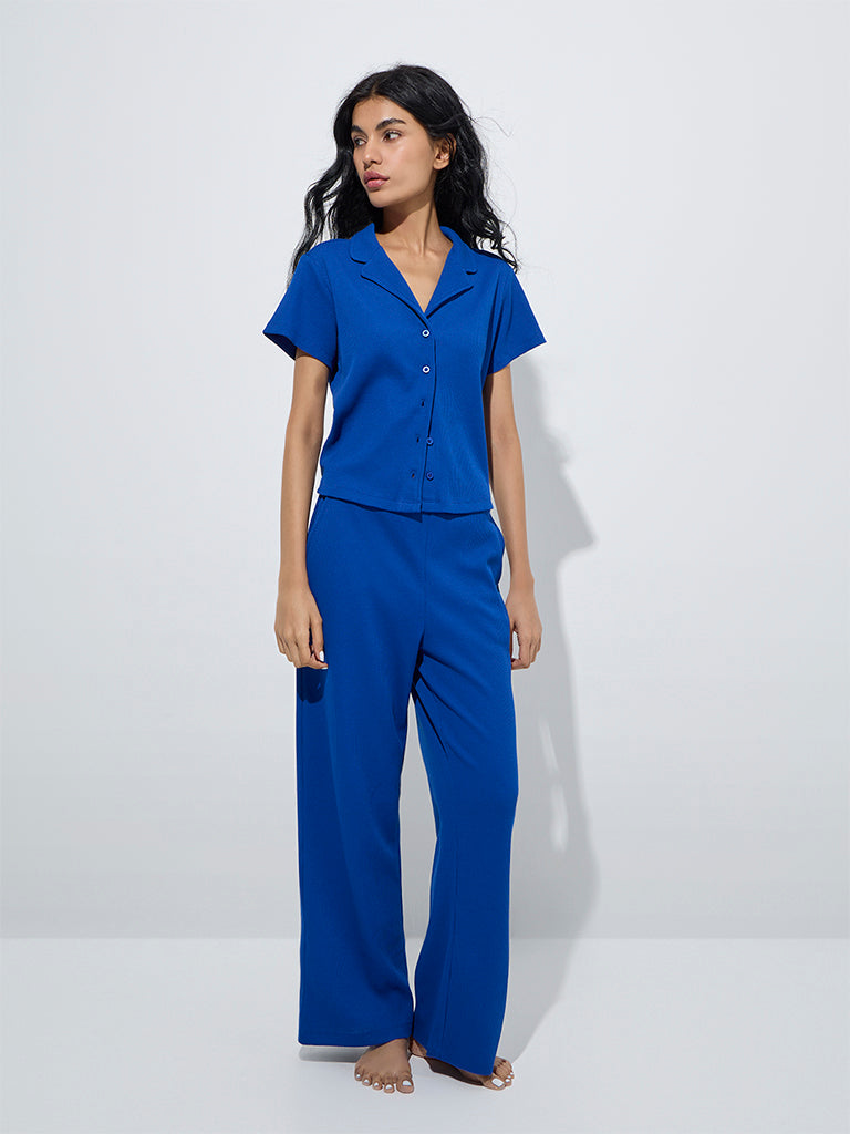 Superstar Blue Waffle-Textured Lounge Pants