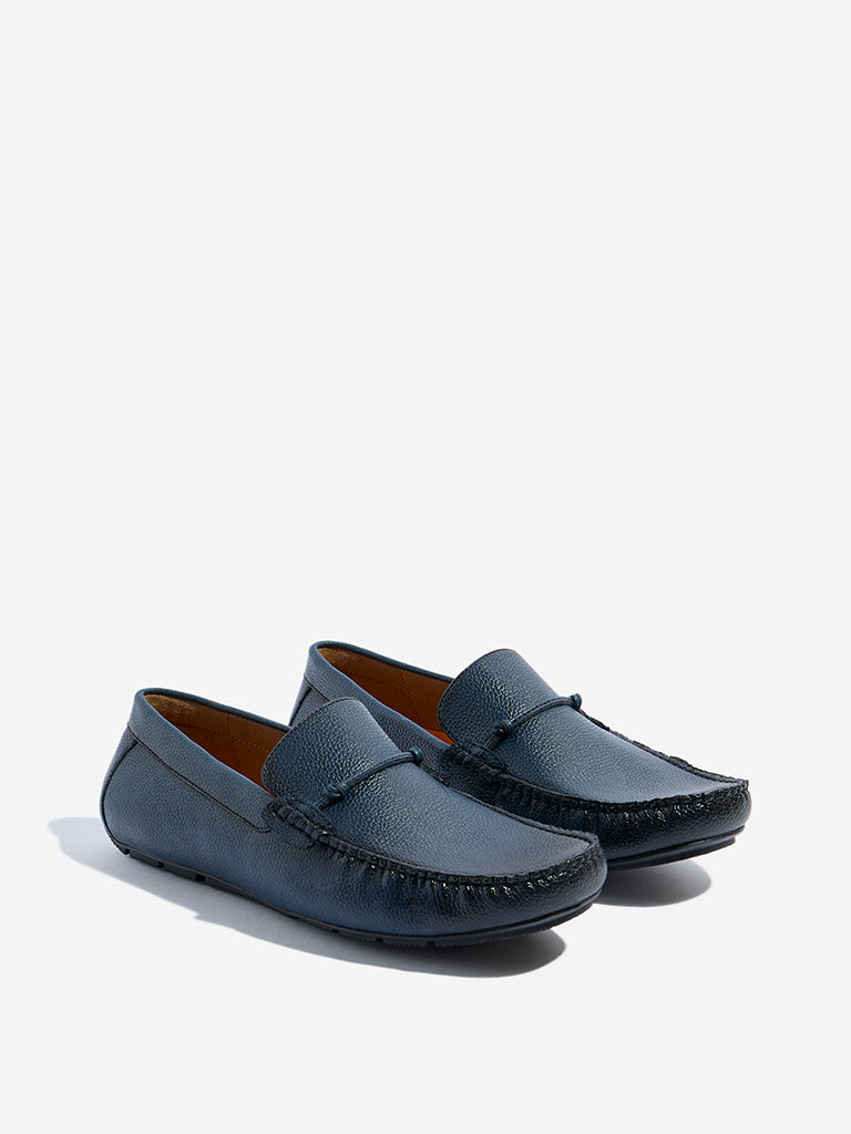 SOLEPLAY Blue Solid Leather Loafers